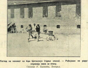 Photography 5. A detail from everyday life in prison at Ada Ciganlija in Belgrade, which functioned between 1920 and 1954. This photograph was published in newspapers in 1929. Source: https://kaldrma.rs/sing-sing-na-cukarici/

 